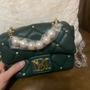 Badgley Mischka Green Quilted Crossbody Bag